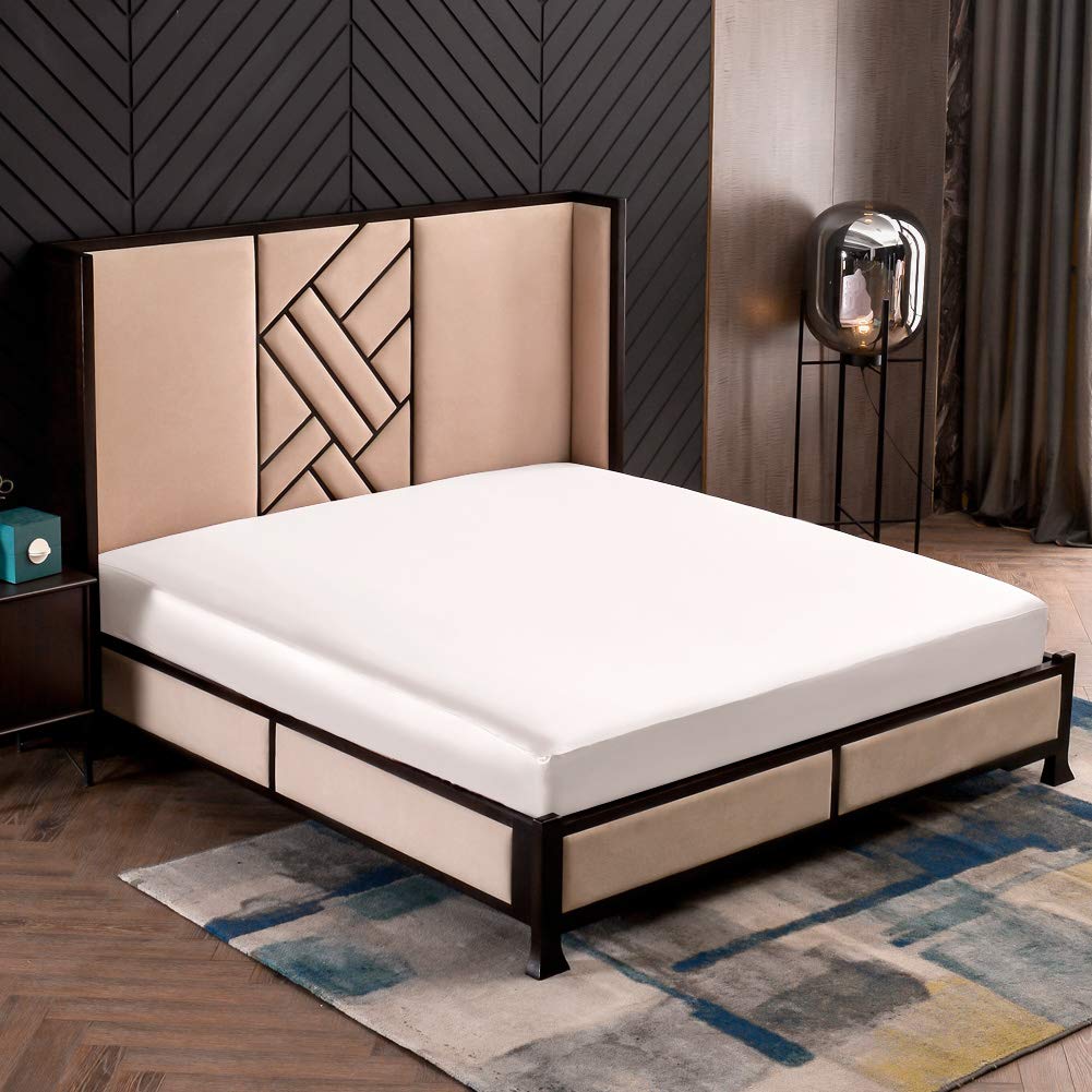 THXSILK Spannbettlaken 180x200 cm, 100% reine 19 Momme Maulbeerseide, Spannbetttuch, Standardmatratze, Weiß, ultraweich & luxuriös