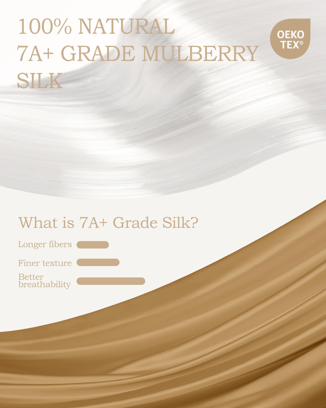 Taihu-Snow Seiden Bettwäsche Set 4-teilig, 100% 19mm Maulbeerseide, Stickerei, Luxus Schlafzimmer Set, Gold-Metallic, King Size