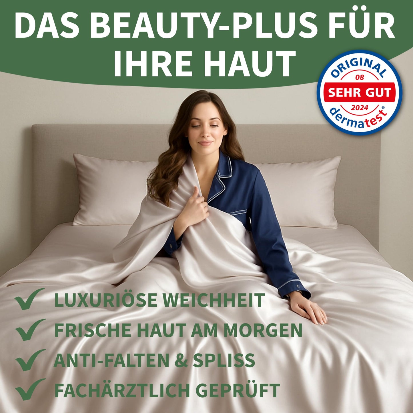 Welldora Seiden-Deckenbezug 135x200cm, 100% Seide, luxuriös weich, hypoallergen, 22 Momme, Oeko-TEX, Beigegold, höchste Qualität