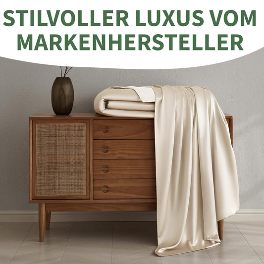 Welldora Seiden-Deckenbezug 135x200cm, 100% Seide, luxuriös weich, hypoallergen, 22 Momme, Oeko-TEX, Beigegold, höchste Qualität