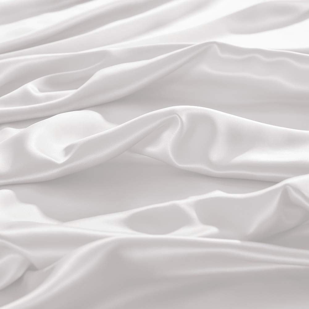 THXSILK Spannbettlaken 180x200 cm, 100% reine 19 Momme Maulbeerseide, Spannbetttuch, Standardmatratze, Weiß, ultraweich & luxuriös