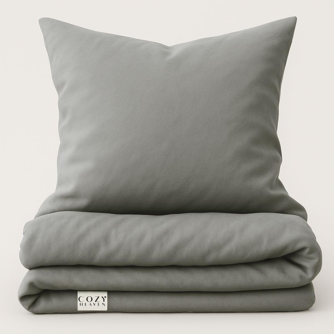 COZY HEAVEN Luxus Lyocell Bettwäsche Tencel™, 240x220 + 2 Kissenbezüge 80x80 cm, hypoallergen, atmungsaktiv, nachhaltig, Stone Grey