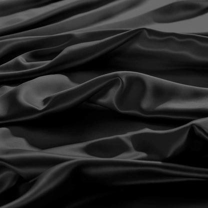 THXSILK Spannbettlaken 180x200 cm, Schwarz, 100% reine 19 Momme Maulbeerseide, Spannbetttuch für Standardmatratze, ultraweich & luxuriös
