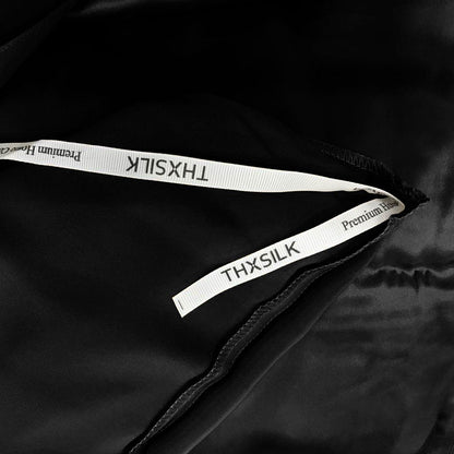 THXSILK Seidenbettwäsche Set 2-teilig, Bettbezug 135x200 + 80x80 cm Kissenbezug, 19 Momme, Hypoallergen, Schwarz, ultraweich & glatt