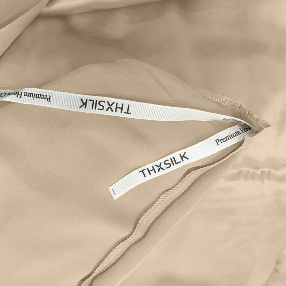 THXSILK 22 Momme Seidenbettwäsche Set 3-teilig, Bettbezug 200x200 + 2 Kissenbezüge 40x80 cm, Champagner, Hypoallergen, ultraweich