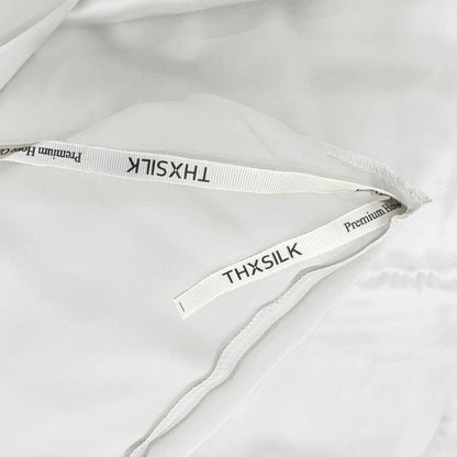 THXSILK Seidenbettwäsche Set 3-teilig, Bettbezug 200x220 + 2 Kissenbezüge 40x80 cm, 19 Momme Maulbeerseide, Weiß, ultraweich & glatt