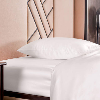 THXSILK Seidenbettwäsche Set 2-teilig, Bettbezug 155x220 cm + 80x80 cm Kissenbezug, 19 Momme Maulbeerseide, Hypoallergen, Weiß