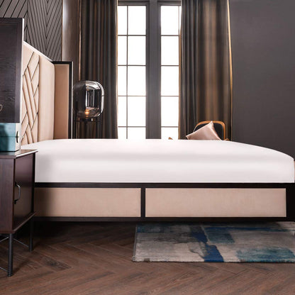 THXSILK Spannbettlaken 180x200 cm, 100% reine 19 Momme Maulbeerseide, Spannbetttuch, Standardmatratze, Weiß, ultraweich & luxuriös