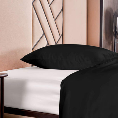 THXSILK Seidenbettwäsche Set 2-teilig, Bettbezug 135x200 + 80x80 cm Kissenbezug, 19 Momme, Hypoallergen, Schwarz, ultraweich & glatt