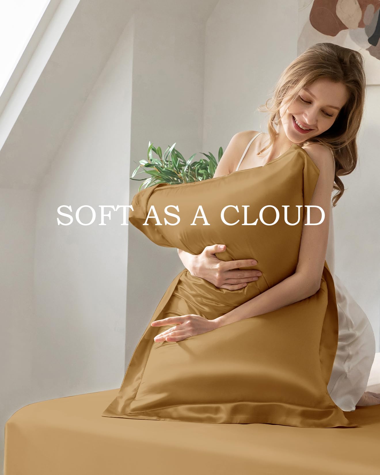 Taihu-Snow Seiden Bettwäsche Set 4-teilig, 100% 19mm Maulbeerseide, Stickerei, Luxus Schlafzimmer Set, Gold-Metallic, King Size