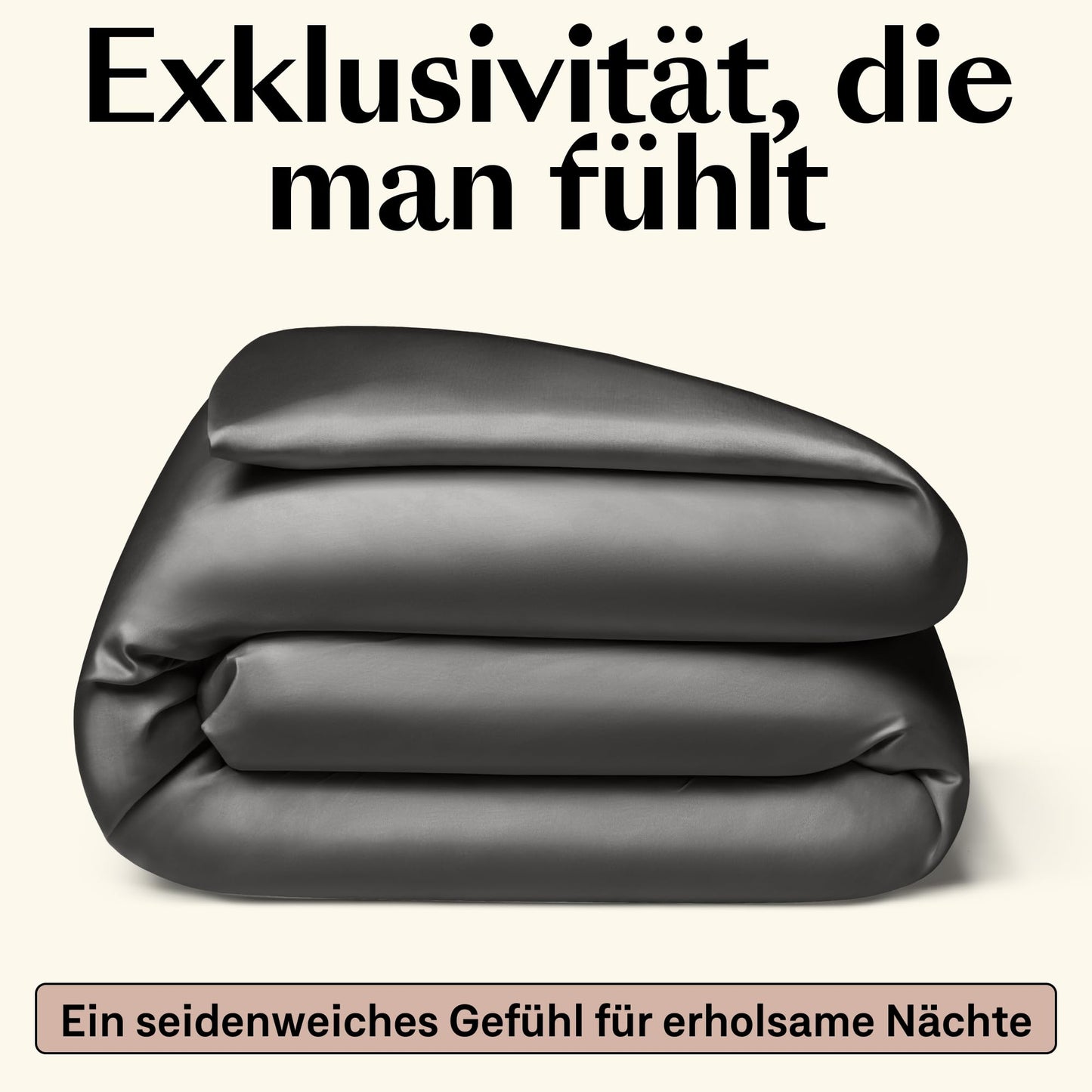 Amqua Bettdeckenbezug aus ägyptischer Baumwolle 240x220 cm, anthrazit, hochwertig, weich und pflegeleicht