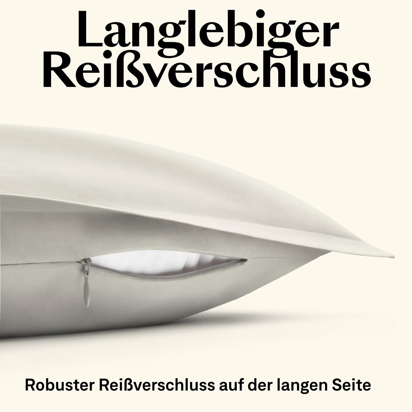 Amqua Mako Satin Bettwäsche Set 220x240cm + 2 Kissenbezüge 80x80cm, 100% ägyptische Baumwolle, Beige/Sand, Luxus & pflegeleicht