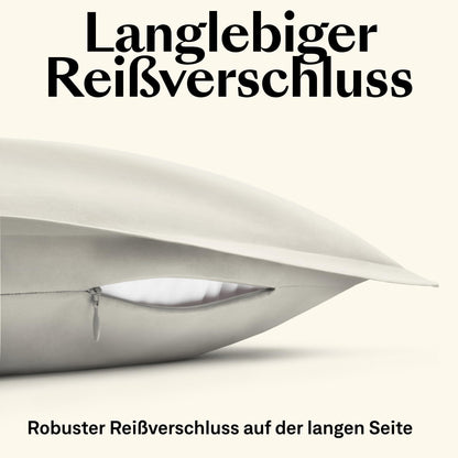 Amqua Mako Satin Bettwäsche Set 220x240cm + 2 Kissenbezüge 80x80cm, 100% ägyptische Baumwolle, Beige/Sand, Luxus & pflegeleicht