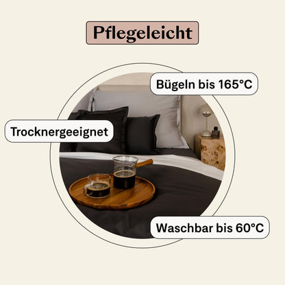 Amqua Bettdeckenbezug aus ägyptischer Baumwolle 240x220 cm, anthrazit, hochwertig, weich und pflegeleicht