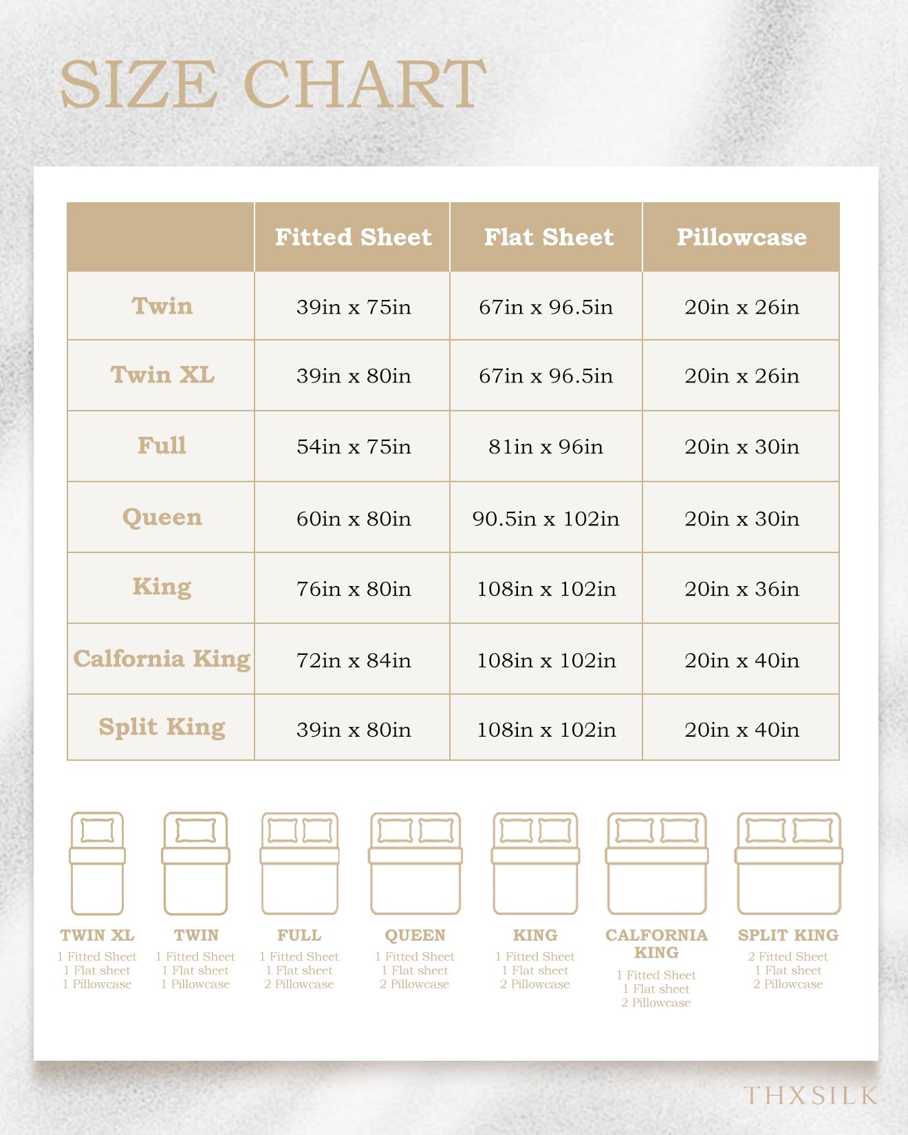 Taihu-Snow Seiden Bettwäsche Set 4-teilig, 100% 19mm Maulbeerseide, Stickerei, Luxus Schlafzimmer Set, Gold-Metallic, King Size