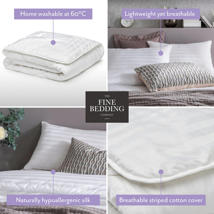 The Fine Bedding Company Boutique-Seiden-Bettdecke, Luxus, maschinenwaschbar, 10,5 Tog, Doppelbett, weich & hautfreundlich
