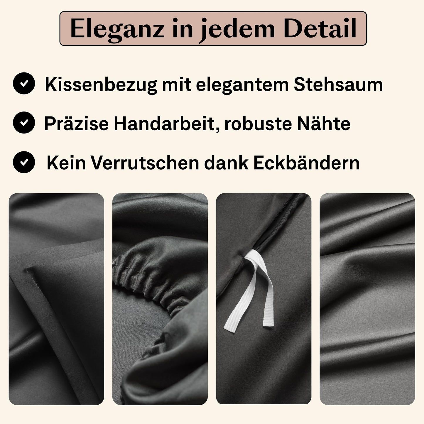 Amqua Bettdeckenbezug aus ägyptischer Baumwolle 240x220 cm, anthrazit, hochwertig, weich und pflegeleicht