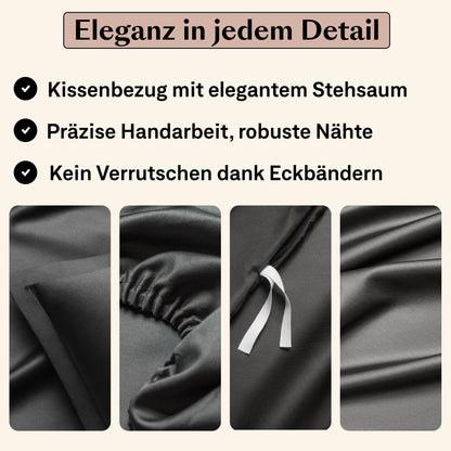 Amqua Bettdeckenbezug aus ägyptischer Baumwolle 240x220 cm, anthrazit, hochwertig, weich und pflegeleicht