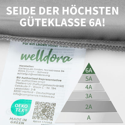 Welldora Seiden-Deckenbezug 135x200cm, 100% Seide, luxuriös weich, hypoallergen, 22 Momme, Oeko-TEX, Beigegold, höchste Qualität